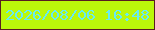 文字の大きさ：2、枠の色：581d21、背景の色：bbf80a、文字の色：68ebf3 無料ブログパーツのブログ時計
