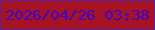 文字の大きさ：1、枠の色：5822a5、背景の色：a81324、文字の色：3a05d0 無料ブログパーツのブログ時計