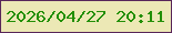 文字の大きさ：3、枠の色：582659、背景の色：ece8b5、文字の色：228f05 無料ブログパーツのブログ時計