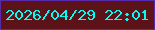文字の大きさ：1、枠の色：582aac、背景の色：5c1219、文字の色：08fbf0 無料ブログパーツのブログ時計