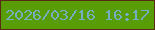 文字の大きさ：4、枠の色：582b14、背景の色：599d06、文字の色：74afbf 無料ブログパーツのブログ時計
