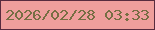 文字の大きさ：4、枠の色：582b3e、背景の色：ef9e9c、文字の色：776e43 無料ブログパーツのブログ時計