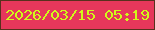 文字の大きさ：1、枠の色：58301d、背景の色：e6375b、文字の色：d0fa1a 無料ブログパーツのブログ時計