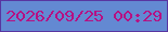 文字の大きさ：4、枠の色：5835a1、背景の色：6389d2、文字の色：b61083 無料ブログパーツのブログ時計