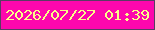 文字の大きさ：1、枠の色：583c63、背景の色：fc07ad、文字の色：fbfe88 無料ブログパーツのブログ時計