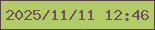 文字の大きさ：5、枠の色：584440、背景の色：b2cd68、文字の色：71525a 無料ブログパーツのブログ時計