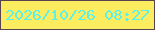 文字の大きさ：4、枠の色：584451、背景の色：fbec60、文字の色：5af1ea 無料ブログパーツのブログ時計
