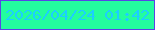 文字の大きさ：3、枠の色：5845e5、背景の色：23fd9e、文字の色：1cceff 無料ブログパーツのブログ時計