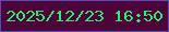 文字の大きさ：2、枠の色：5849bb、背景の色：4c0439、文字の色：30ed71 無料ブログパーツのブログ時計