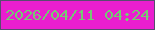 文字の大きさ：1、枠の色：584c6f、背景の色：ea1ecf、文字の色：75ca73 無料ブログパーツのブログ時計