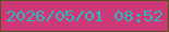 文字の大きさ：5、枠の色：58521e、背景の色：cd3876、文字の色：2ababd 無料ブログパーツのブログ時計