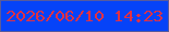 文字の大きさ：3、枠の色：585b9c、背景の色：0643f8、文字の色：df3145 無料ブログパーツのブログ時計