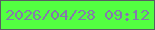 文字の大きさ：3、枠の色：585e61、背景の色：53ff41、文字の色：8579ac 無料ブログパーツのブログ時計