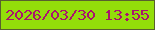 文字の大きさ：1、枠の色：58612e、背景の色：93de0a、文字の色：aa146e 無料ブログパーツのブログ時計
