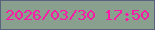 文字の大きさ：3、枠の色：58627c、背景の色：89a08e、文字の色：ff19a4 無料ブログパーツのブログ時計