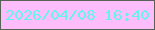 文字の大きさ：5、枠の色：586357、背景の色：fdbcfa、文字の色：64f4ef 無料ブログパーツのブログ時計