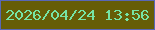 文字の大きさ：1、枠の色：5867b6、背景の色：665d06、文字の色：76e4a4 無料ブログパーツのブログ時計
