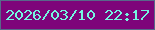 文字の大きさ：4、枠の色：58688a、背景の色：7e047a、文字の色：74f7e0 無料ブログパーツのブログ時計