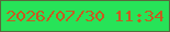 文字の大きさ：1、枠の色：58693c、背景の色：27e358、文字の色：c75a20 無料ブログパーツのブログ時計