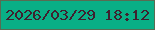文字の大きさ：5、枠の色：586c52、背景の色：09af86、文字の色：3f202f 無料ブログパーツのブログ時計