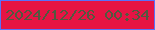 文字の大きさ：2、枠の色：5871fb、背景の色：e61444、文字の色：52593f 無料ブログパーツのブログ時計