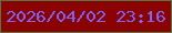 文字の大きさ：5、枠の色：587445、背景の色：8a0201、文字の色：7d62f4 無料ブログパーツのブログ時計