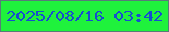 文字の大きさ：5、枠の色：587b79、背景の色：1ff23c、文字の色：164ecf 無料ブログパーツのブログ時計