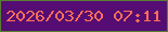 文字の大きさ：4、枠の色：587f30、背景の色：550d74、文字の色：fe6e57 無料ブログパーツのブログ時計