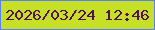 文字の大きさ：5、枠の色：587ff6、背景の色：c6e027、文字の色：561052 無料ブログパーツのブログ時計