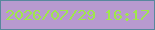 文字の大きさ：5、枠の色：58879d、背景の色：b89acf、文字の色：9fe74c 無料ブログパーツのブログ時計