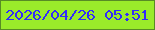 文字の大きさ：3、枠の色：588b25、背景の色：9aeb2a、文字の色：322cfa 無料ブログパーツのブログ時計