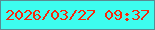 文字の大きさ：5、枠の色：588c92、背景の色：3dfdef、文字の色：f6270c 無料ブログパーツのブログ時計