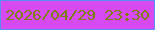 文字の大きさ：3、枠の色：588ff1、背景の色：d84af1、文字の色：7f7e14 無料ブログパーツのブログ時計