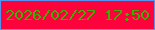 文字の大きさ：3、枠の色：5892f1、背景の色：fd033b、文字の色：3baf04 無料ブログパーツのブログ時計