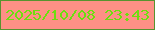文字の大きさ：3、枠の色：58932f、背景の色：fe9086、文字の色：6ddf0f 無料ブログパーツのブログ時計
