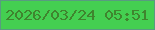 文字の大きさ：4、枠の色：589c80、背景の色：44cf51、文字の色：3f852e 無料ブログパーツのブログ時計