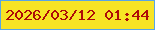文字の大きさ：3、枠の色：58a5e6、背景の色：f7e425、文字の色：ad0c09 無料ブログパーツのブログ時計