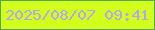 文字の大きさ：5、枠の色：58a655、背景の色：d1fe1c、文字の色：b4a4f3 無料ブログパーツのブログ時計