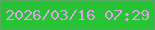 文字の大きさ：5、枠の色：58a962、背景の色：28c235、文字の色：d5a8e4 無料ブログパーツのブログ時計