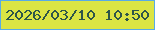 文字の大きさ：5、枠の色：58abe6、背景の色：dbe544、文字の色：2d5649 無料ブログパーツのブログ時計