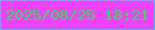 文字の大きさ：2、枠の色：58b4eb、背景の色：ee42f7、文字の色：32e155 無料ブログパーツのブログ時計