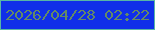 文字の大きさ：3、枠の色：58b6a5、背景の色：102fe9、文字の色：648a65 無料ブログパーツのブログ時計