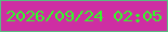 文字の大きさ：5、枠の色：58bd80、背景の色：ce2ea3、文字の色：33fa28 無料ブログパーツのブログ時計