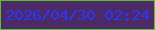 文字の大きさ：2、枠の色：58c12d、背景の色：4c2a67、文字の色：2c36f9 無料ブログパーツのブログ時計