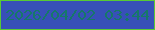 文字の大きさ：3、枠の色：58ca35、背景の色：3750b8、文字の色：167869 無料ブログパーツのブログ時計