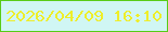 文字の大きさ：4、枠の色：58cc16、背景の色：d0f6f4、文字の色：eeee2b 無料ブログパーツのブログ時計