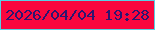 文字の大きさ：4、枠の色：58d1e3、背景の色：fa073e、文字の色：2d1570 無料ブログパーツのブログ時計