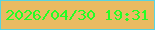 文字の大きさ：1、枠の色：58d4e0、背景の色：e9bb62、文字の色：23ff25 無料ブログパーツのブログ時計