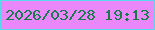 文字の大きさ：2、枠の色：58daea、背景の色：ea87fa、文字の色：197b4b 無料ブログパーツのブログ時計