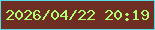 文字の大きさ：1、枠の色：58dbe8、背景の色：6f2e23、文字の色：b0ff6f 無料ブログパーツのブログ時計